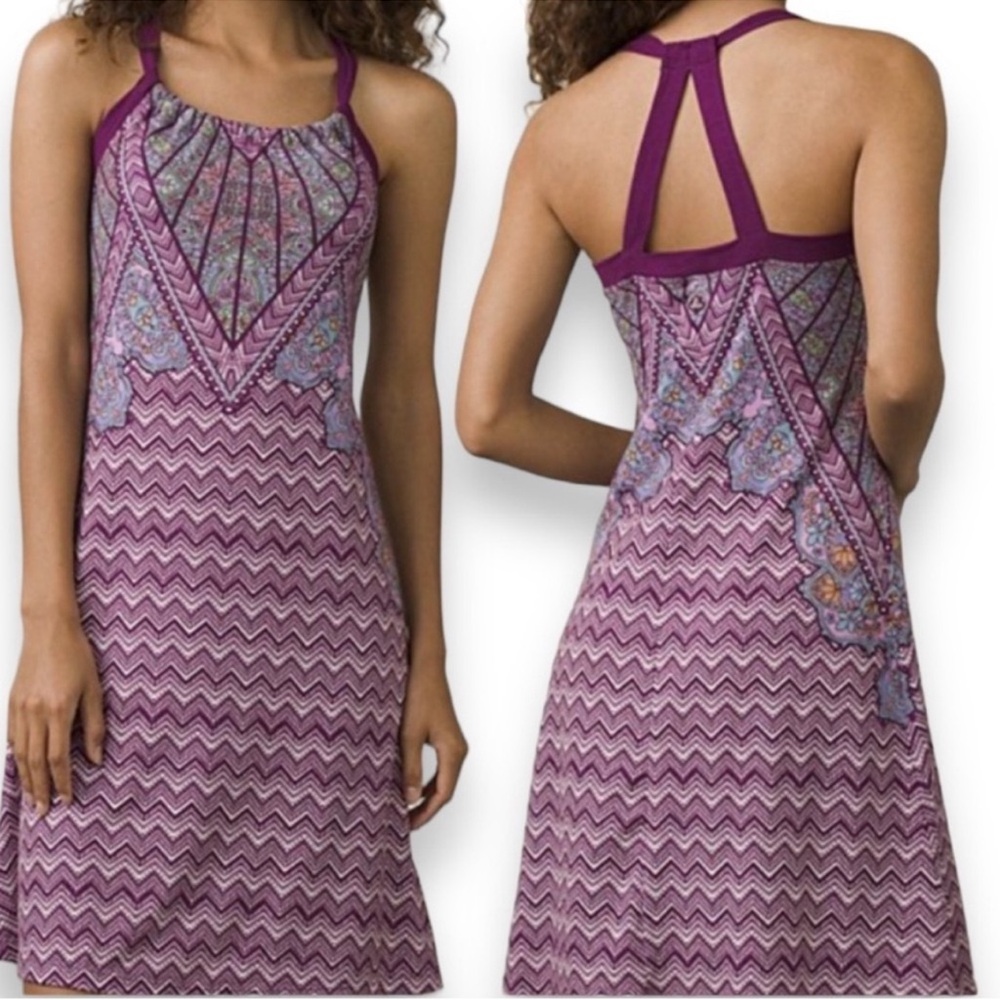 PrAna Quinn Racerback Midi Athleisure Dress in Grapevine Samba